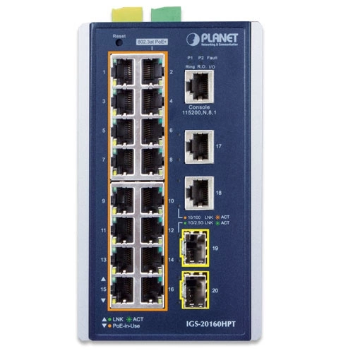 Schakelaar Planet IGS-20160HPT 18x 1Gb 2x SFP 320 W PoE+