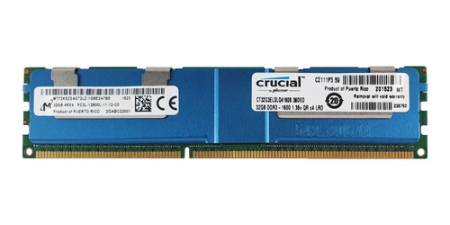 RAM-geheugen 1x 32GB Micron ECC LOAD REDUCED DDR3 4Rx4 1600MHz PC3-12800 LRDIMM | MT72KSZS4G72LZ-1G6