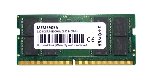 RAM-geheugen 1x 32GB 2-Power NON ECC SODIMM DDR5 2Rx8 4800MHz PC5-38400 | MEM5905A