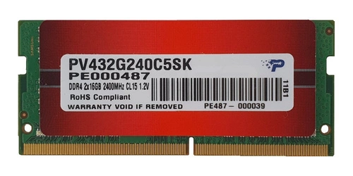 RAM-geheugen 2x 16GB Patriot SO-DIMM DDR4 2400MHz PC4-19200 | PV432G240C5SK