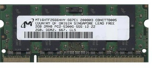 RAM-geheugen 1x 2GB Micron SO-DIMM DDR2 800MHz PC2-6400 | MT16HTF25664HY-800
