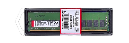 RAM-geheugenkit 1x 8GB Kingston ECC UNBUFFERED DDR4 1Rx8 2666MHz PC4-21300 UDIMM | KSM26ES8/8HD