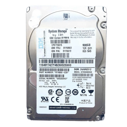 HDD-shijf HDD gewijd voor de server Lenovo 2.5'' 900GB 10000RPM SAS 6Gb/s 81Y9893 | 81Y9913 | ST9900805SS