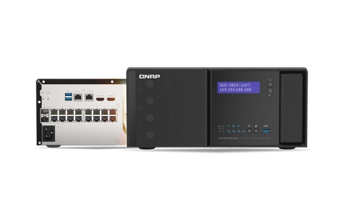 Schakelaar QNAP QGD-3014-16PT-8G 14x 1Gb 2x RJ-45/SFP+ 140 W PoE+