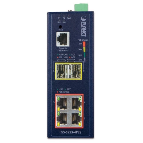 Schakelaar Planet IGS-5225-4P2S 4x 1Gb 2x SFP 144 W PoE+