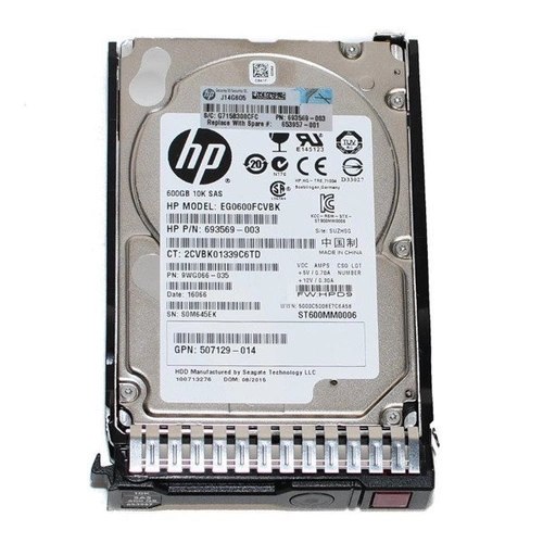 HDD-shijf HDD gewijd voor de server HP 2.5'' 600GB 10000RPM SAS 6Gb/s 653957-001 | 507129-014 | 652583-B21 | REFURBISHED