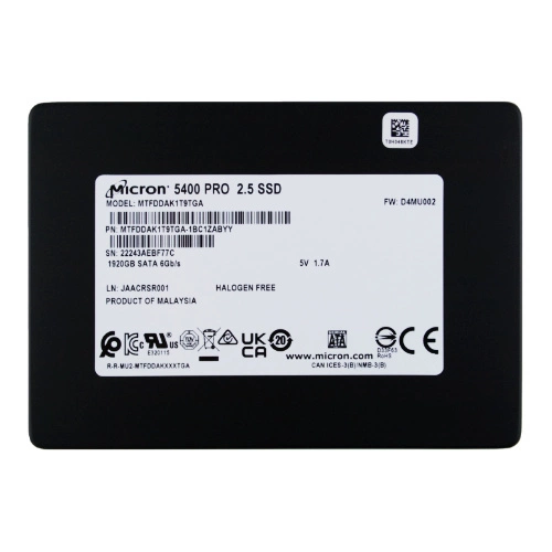 SSD-schijf Micron 5400 PRO 1.92TB 2.5'' SATA 6Gb/s TLC 3D-NAND | MTFDDAK1T9TGA-1BC1ZABYYR