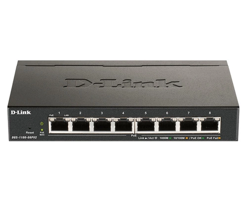 Schakelaar D-Link DGS-1100-08PV2/E 8x 1Gb 64 W PoE+