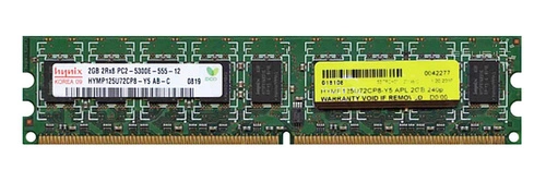 RAM-geheugen 1x 2GB Hynix ECC UNBUFFERED DDR2 667MHz PC2-5300 UDIMM | HYMP125U72CP8-Y5