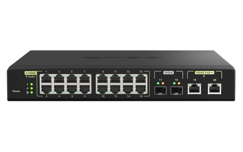 Schakelaar QNAP QSW-M2116P-2T2S 16x 2.5Gb | 2x 10Gb 2x SFP+ 280 W PoE+/PoE++