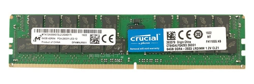 RAM-geheugen 1x 64GB Micron ECC LOAD REDUCED DDR4 4Rx4 2933MHz PC4-23400 LRDIMM | MTA72ASS8G72LZ-2G9