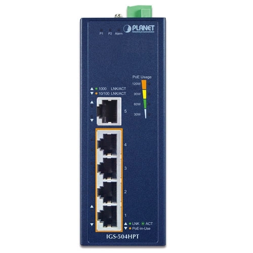 Schakelaar Planet IGS-504HPT 5x 1Gb 120 W PoE+