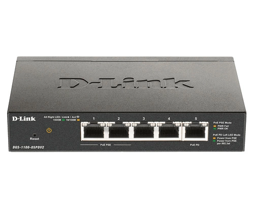 Schakelaar D-Link DGS-1100-05PDV2 5x 1Gb 18 W PoE+