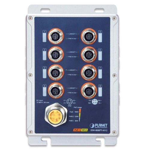 Schakelaar Planet ISW-808PT-M12 120 W  PoE+