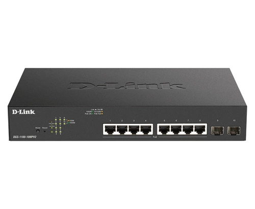 Schakelaar D-Link DGS-1100-10MPV2/E 8x 1Gb 2x SFP 130 W PoE+