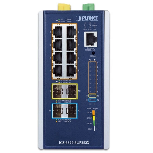 Schakelaar Planet IGS-6329-8UP2S2X 8x 1Gb 2x SFP | 2x SFP+ 360 W PoE++