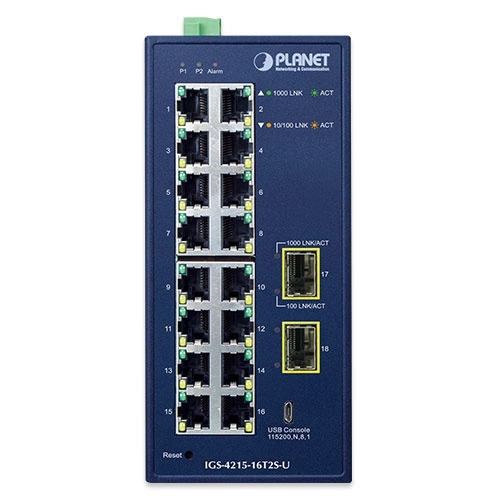 Schakelaar Planet IGS-4215-16T2S-U 16x 1Gb 2x SFP