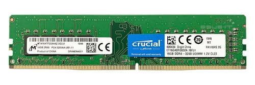 RAM-geheugen 1x 16GB Crucial NON-ECC UNBUFFERED DDR4 3200MHz PC4-25600 UDIMM | CT16G4DFD832A