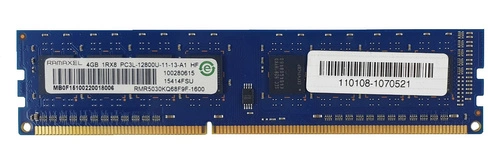 RAM-geheugen 1x 4GB Ramaxel NON-ECC UNBUFFERED DDR3 1600MHz PC3-12800 UDIMM | RMR5030KQ68F9F