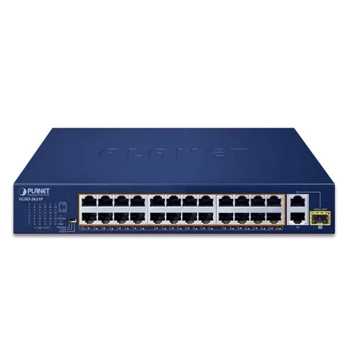 Schakelaar Planet FGSD-2621P 8x 100Mb 2x RJ-45/SFP 120 W PoE+