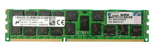 RAM-geheugen 1x 16GB Micron ECC REGISTERED DDR3 1600MHz PC3-12800 RDIMM | MT36JSF2G72PZ-1G6#