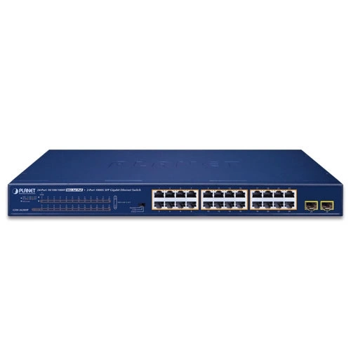 Schakelaar Planet GSW-2620HP 24x 1Gb 2x SFP 240 W PoE+