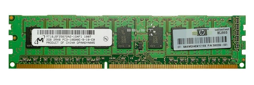 RAM-geheugen 1x 2GB Micron ECC UNBUFFERED DDR3 2Rx8 1333MHz PC3-10600 UDIMM | MT18JSF25672AZ-1G4